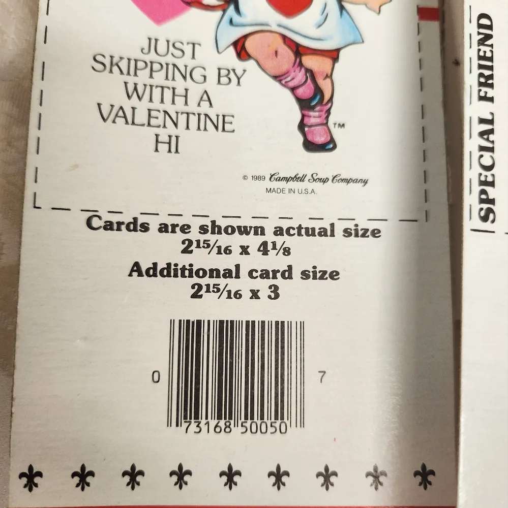 Vintage 1989 Campbells Kids Valentines Lot Of 18 Valentines + 2 Extras On Box